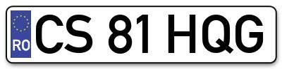 Placuta inmatriculare numar auto  CS-81-HQG, CS 81 HQG, CS81HQG