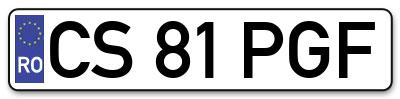 Placuta inmatriculare numar auto  CS-81-PGF, CS 81 PGF, CS81PGF
