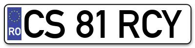 Placuta inmatriculare numar auto  CS-81-RCY, CS 81 RCY, CS81RCY