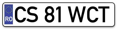 Placuta inmatriculare numar auto  CS-81-WCT, CS 81 WCT, CS81WCT