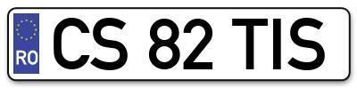 Placuta inmatriculare numar auto  CS-82-TIS, CS 82 TIS, CS82TIS