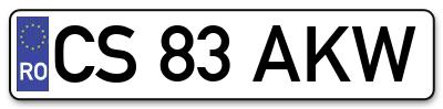 Placuta inmatriculare numar auto  CS-83-AKW, CS 83 AKW, CS83AKW