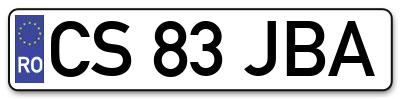 Placuta inmatriculare numar auto  CS-83-JBA, CS 83 JBA, CS83JBA
