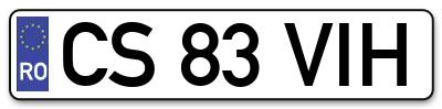 Placuta inmatriculare numar auto  CS-83-VIH, CS 83 VIH, CS83VIH