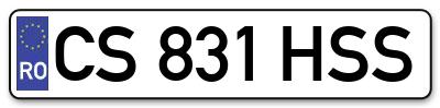 Placuta inmatriculare numar auto  CS-831-HSS, CS 831 HSS, CS831HSS
