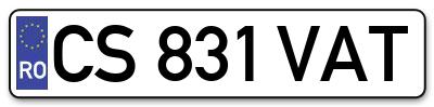 Placuta inmatriculare numar auto  CS-831-VAT, CS 831 VAT, CS831VAT