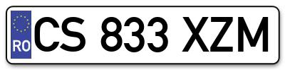 Placuta inmatriculare numar auto  CS-833-XZM, CS 833 XZM, CS833XZM