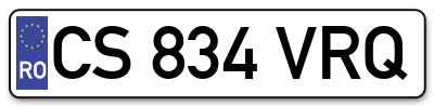 Placuta inmatriculare numar auto  CS-834-VRQ, CS 834 VRQ, CS834VRQ
