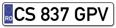 Placuta inmatriculare numar auto  CS-837-GPV, CS 837 GPV, CS837GPV