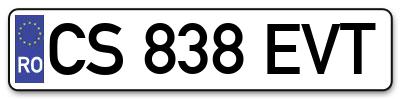 Placuta inmatriculare numar auto  CS-838-EVT, CS 838 EVT, CS838EVT