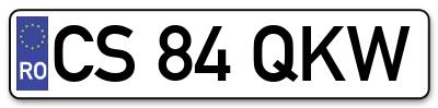 Placuta inmatriculare numar auto  CS-84-QKW, CS 84 QKW, CS84QKW