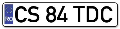 Placuta inmatriculare numar auto  CS-84-TDC, CS 84 TDC, CS84TDC