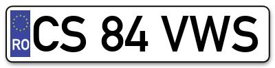 Placuta inmatriculare numar auto  CS-84-VWS, CS 84 VWS, CS84VWS