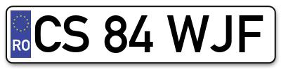 Placuta inmatriculare numar auto  CS-84-WJF, CS 84 WJF, CS84WJF