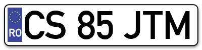 Placuta inmatriculare numar auto  CS-85-JTM, CS 85 JTM, CS85JTM