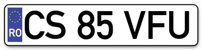 Placuta inmatriculare numar auto  CS-85-VFU, CS 85 VFU, CS85VFU