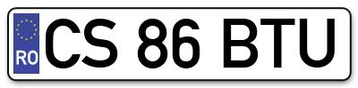 Placuta inmatriculare numar auto  CS-86-BTU, CS 86 BTU, CS86BTU