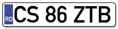Placuta inmatriculare numar auto  CS-86-ZTB, CS 86 ZTB, CS86ZTB