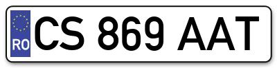 Placuta inmatriculare numar auto  CS-869-AAT, CS 869 AAT, CS869AAT