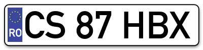 Placuta inmatriculare numar auto  CS-87-HBX, CS 87 HBX, CS87HBX