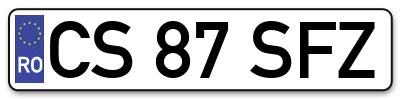 Placuta inmatriculare numar auto  CS-87-SFZ, CS 87 SFZ, CS87SFZ