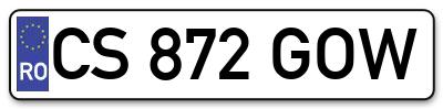 Placuta inmatriculare numar auto  CS-872-GOW, CS 872 GOW, CS872GOW