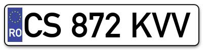 Placuta inmatriculare numar auto  CS-872-KVV, CS 872 KVV, CS872KVV