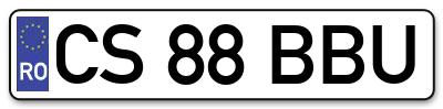 Placuta inmatriculare numar auto  CS-88-BBU, CS 88 BBU, CS88BBU