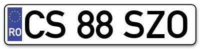 Placuta inmatriculare numar auto  CS-88-SZO, CS 88 SZO, CS88SZO