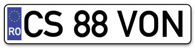Placuta inmatriculare numar auto  CS-88-VON, CS 88 VON, CS88VON