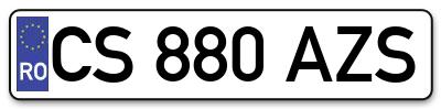 Placuta inmatriculare numar auto  CS-880-AZS, CS 880 AZS, CS880AZS