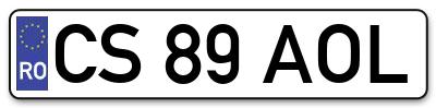 Placuta inmatriculare numar auto  CS-89-AOL, CS 89 AOL, CS89AOL