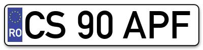 Placuta inmatriculare numar auto  CS-90-APF, CS 90 APF, CS90APF
