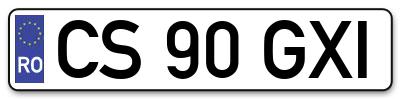 Placuta inmatriculare numar auto  CS-90-GXI, CS 90 GXI, CS90GXI