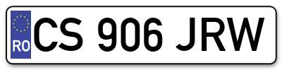 Placuta inmatriculare numar auto  CS-906-JRW, CS 906 JRW, CS906JRW