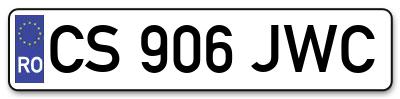 Placuta inmatriculare numar auto  CS-906-JWC, CS 906 JWC, CS906JWC