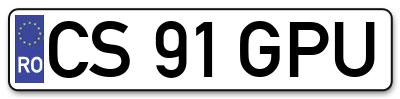 Placuta inmatriculare numar auto  CS-91-GPU, CS 91 GPU, CS91GPU
