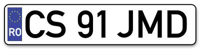 Placuta inmatriculare numar auto  CS-91-JMD, CS 91 JMD, CS91JMD