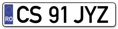 Placuta inmatriculare numar auto  CS-91-JYZ, CS 91 JYZ, CS91JYZ