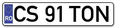 Placuta inmatriculare numar auto  CS-91-TON, CS 91 TON, CS91TON