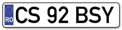 Placuta inmatriculare numar auto  CS-92-BSY, CS 92 BSY, CS92BSY