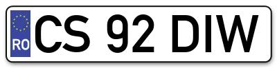 Placuta inmatriculare numar auto  CS-92-DIW, CS 92 DIW, CS92DIW