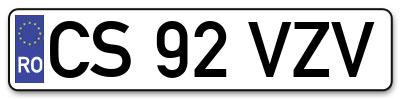 Placuta inmatriculare numar auto  CS-92-VZV, CS 92 VZV, CS92VZV
