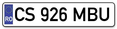 Placuta inmatriculare numar auto  CS-926-MBU, CS 926 MBU, CS926MBU
