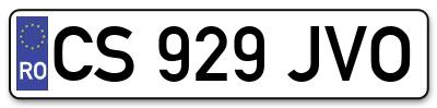 Placuta inmatriculare numar auto  CS-929-JVO, CS 929 JVO, CS929JVO