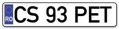 Placuta inmatriculare numar auto  CS-93-PET, CS 93 PET, CS93PET