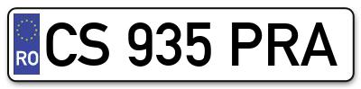 Placuta inmatriculare numar auto  CS-935-PRA, CS 935 PRA, CS935PRA