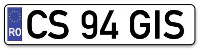 Placuta inmatriculare numar auto  CS-94-GIS, CS 94 GIS, CS94GIS