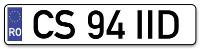 Placuta inmatriculare numar auto  CS-94-IID, CS 94 IID, CS94IID
