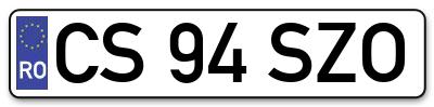 Placuta inmatriculare numar auto  CS-94-SZO, CS 94 SZO, CS94SZO
